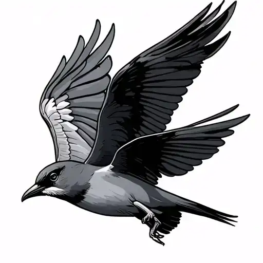 Swallow Bird Flying Downward With Aggresive Look