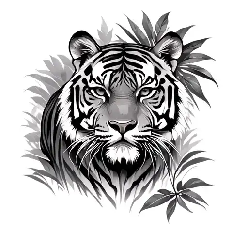 Tiger In Jungle Scene