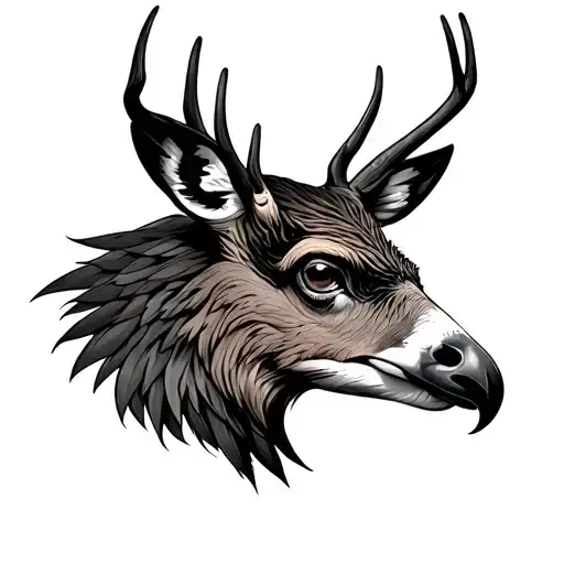 Half Deer Half Hawk Face