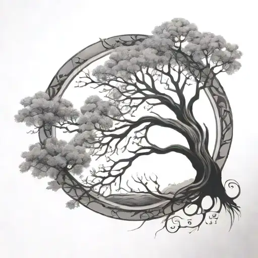 Tree Of Life Tattoo Circle Surrounding