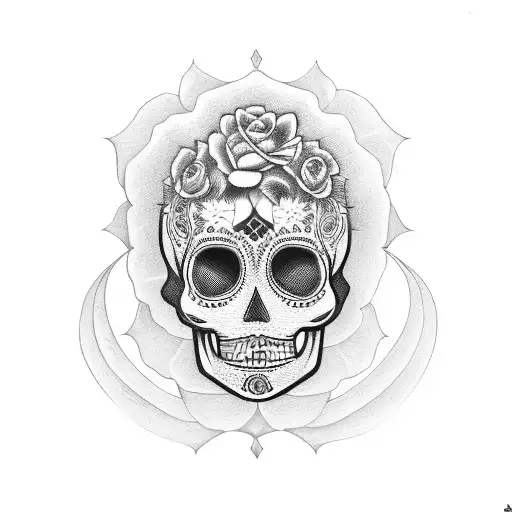 Day Of The Dead Woman And Skull