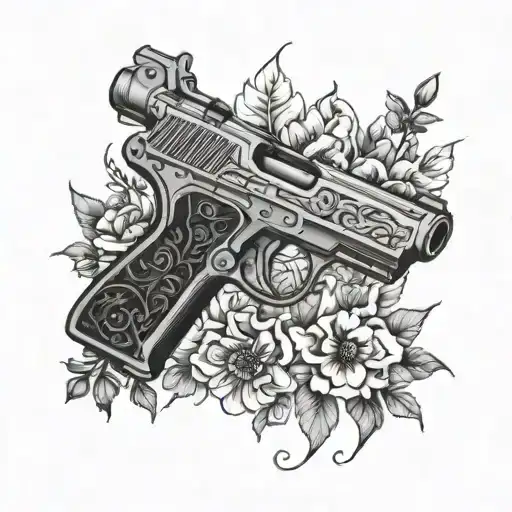 Gun Covered With Flowers Blooming
