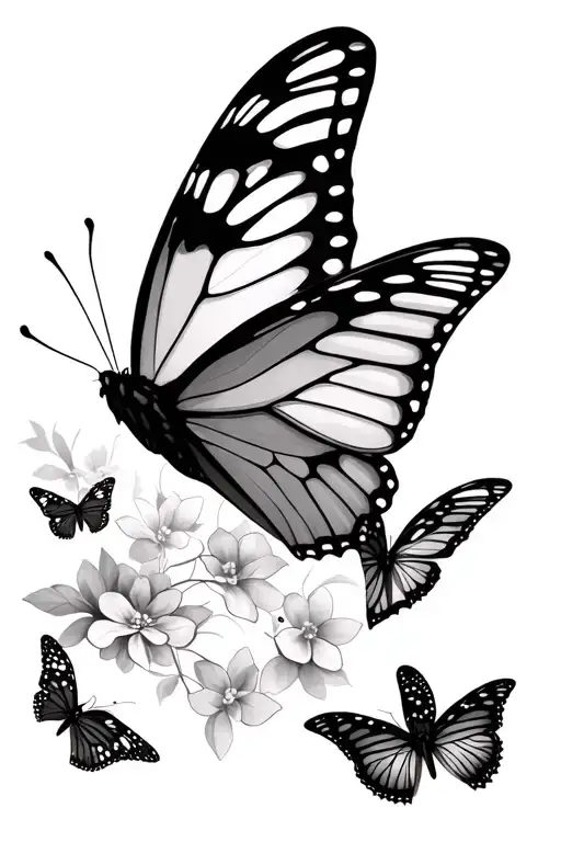 Fine Line Butterflies Fluttering
