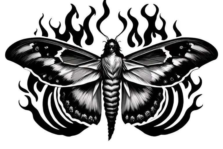 Moth Behind Flame Of Female Silhouette