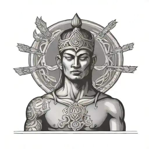 Calm Warrior Mediating Minimal Facing Front