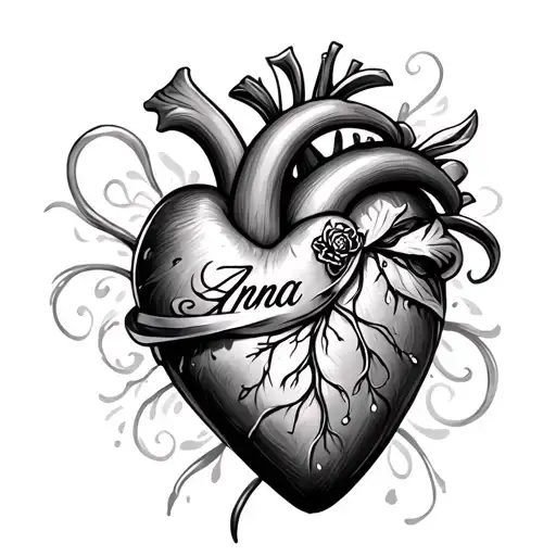 A Heart Wrapped With A Ring With The Name Anna In The Middle