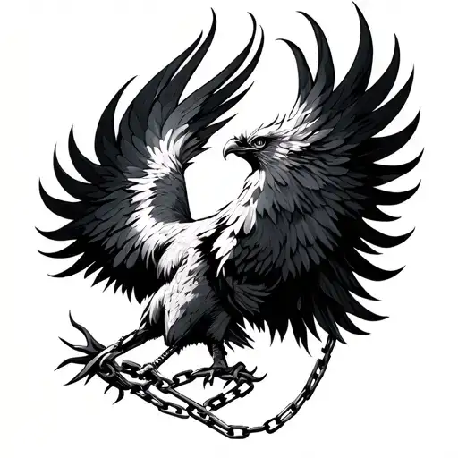 Simplistic Phoenix Breaking Free From Chains