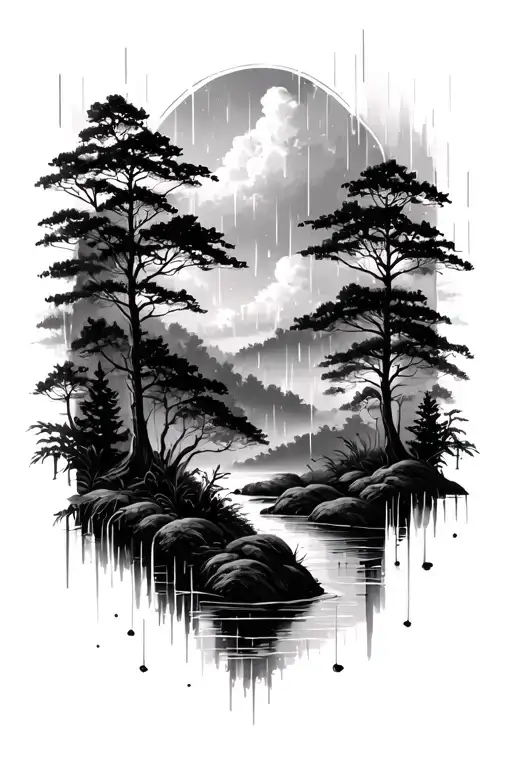 Sky Transition Into Rain Forest Landscape