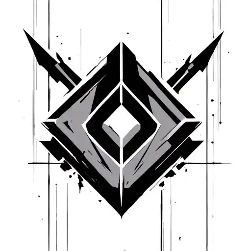 A Small Geometric Design Resembling The League Of Legends Nexus In Black