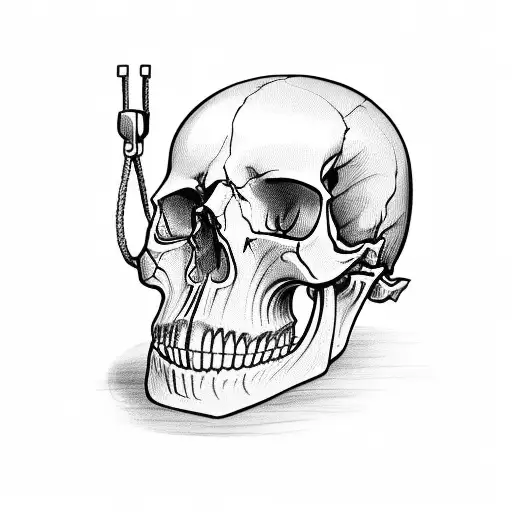 Skull Wearing A Helmet And Bmx Bike Parts