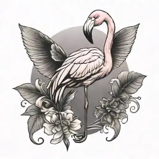 Pink Flamingo With Dragonfly