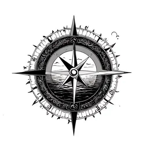 Lion Compass Anchor Sunset Background