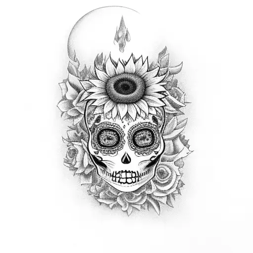 Day Of The Dead Women With Sunflower And Skulls