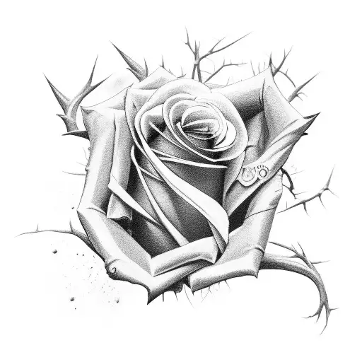 Rose With Thorns And Blood Coming From The Thorns