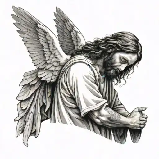 Jesus Hugging A Man Standing With Dove