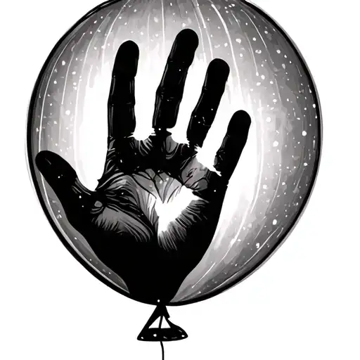 Baby Hand Print Inside A Mandella Balloon Floating