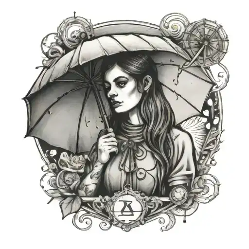 Tarot Card Emo Girl With Umberella