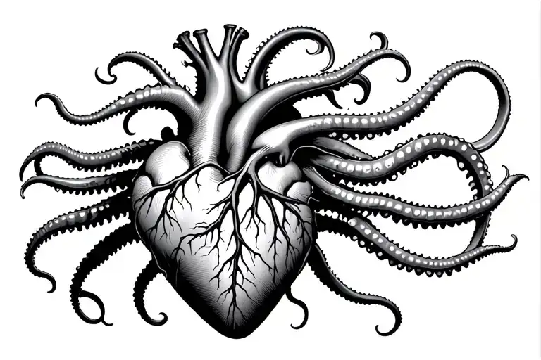 Anatomical Heart With Long Tentacles In Different Directions