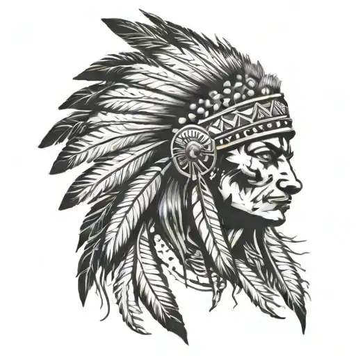 Apache With Wolf Headress Facing East Inside