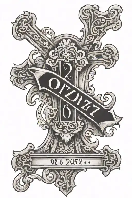 A Hollow Cross With The Date 02-27-1947 To 08-05-2021