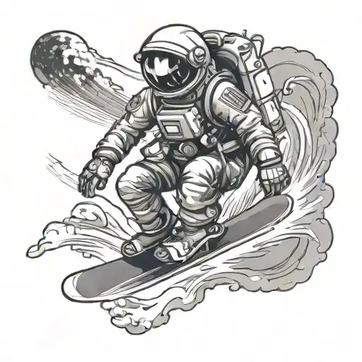 Snowboarding Astronaut Riding