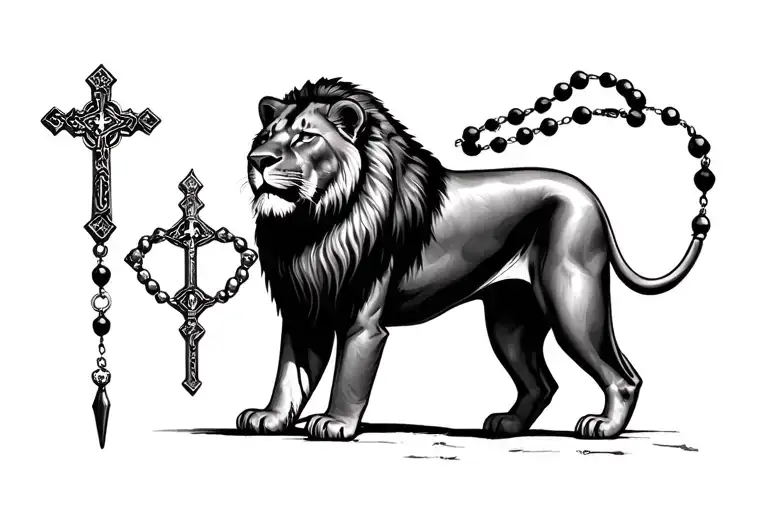 Lioness With Catholic Rosary