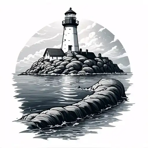 Nubble Lighthouse With Water And Symbolizes Life