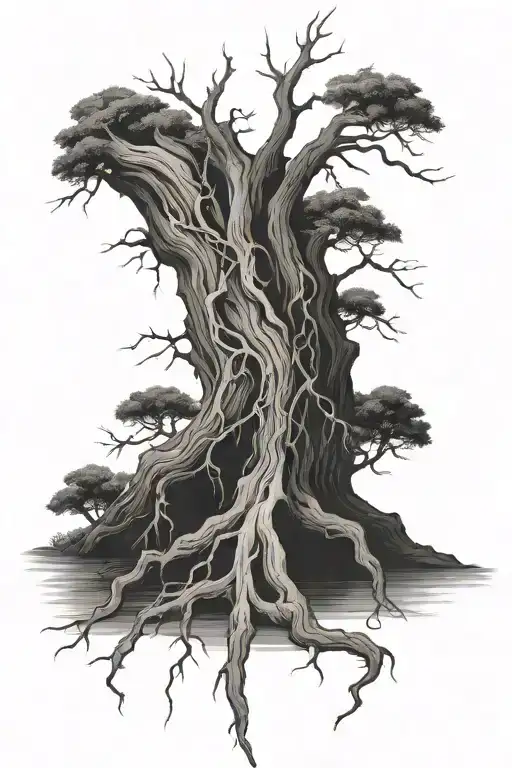 Dead Tree With Roots Reaching Deep