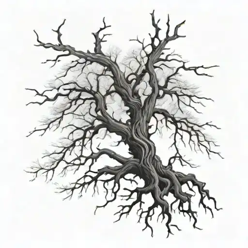 Dead Tree With Roots Reaching Deep