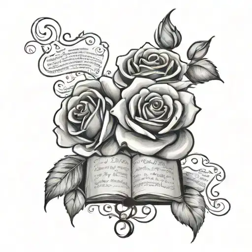 Black And White Roses And Bible Verse Written In Calligraphy