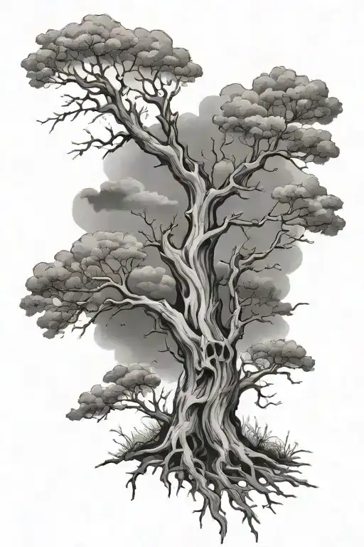 Dead Tree Featuring Backround Clouds