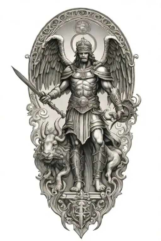 Saint Michel Slaying Demons