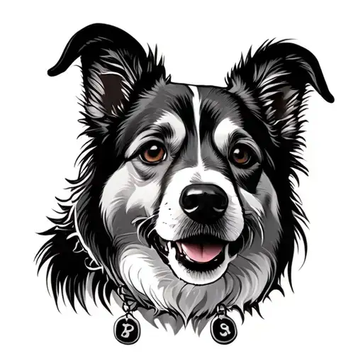 Dog With Dog Tags Hanging