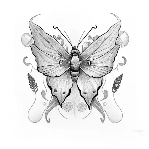 Luna Moth With Unique Flowers