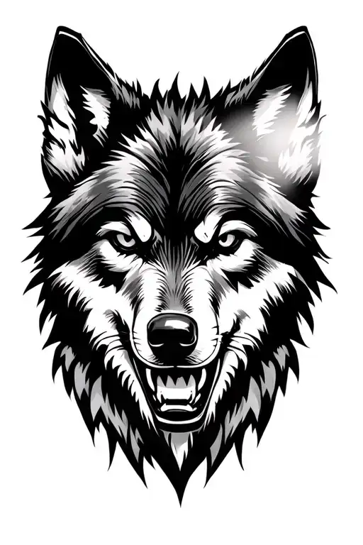 Wolf Face Calm And Angry Wolf