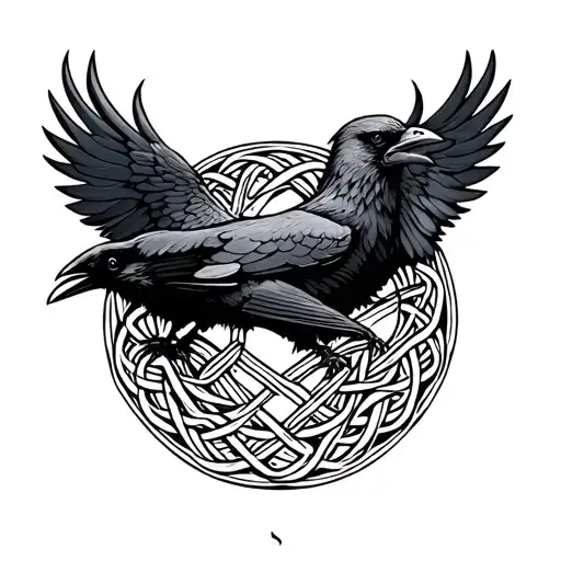 A Celtic Knotwork Design Intertwined With Ravens And Runes Representing The Tech Support Profession