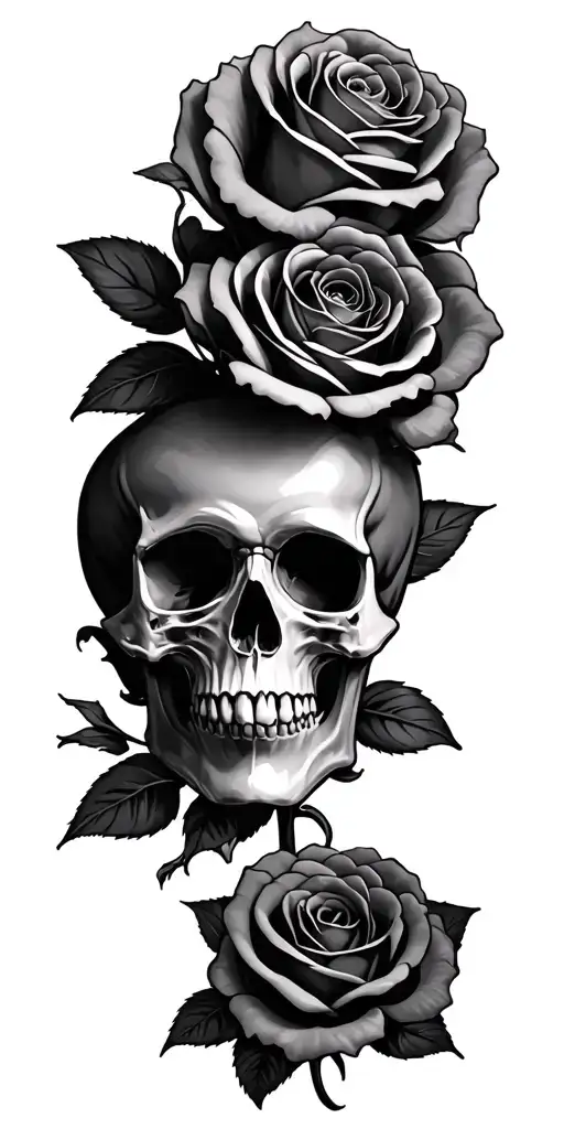 Floral Roses With Skulls