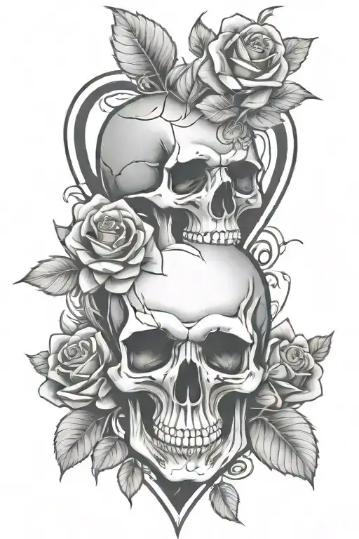Skull Heart Roses
