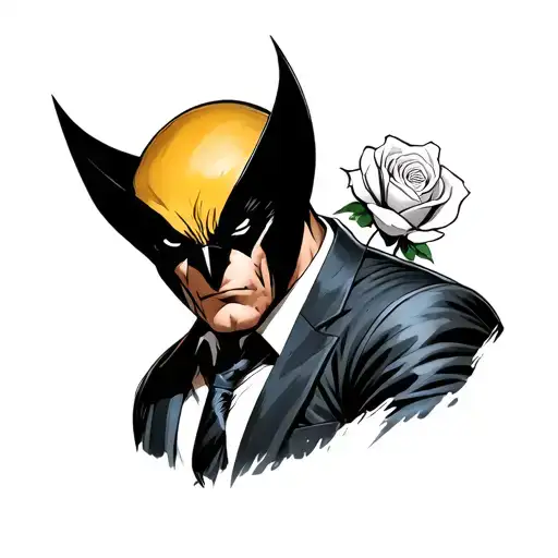 A Wolverine In A Suit With A Rose