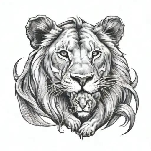 Lion And Cub Stars Shining