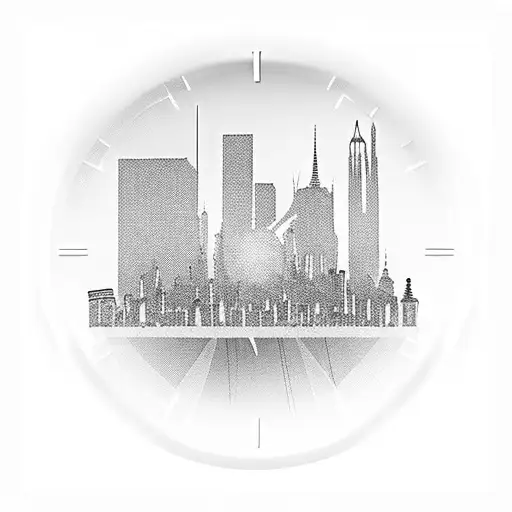 A Silhouette Of A City Skyline With Clock Towers As The Buildings