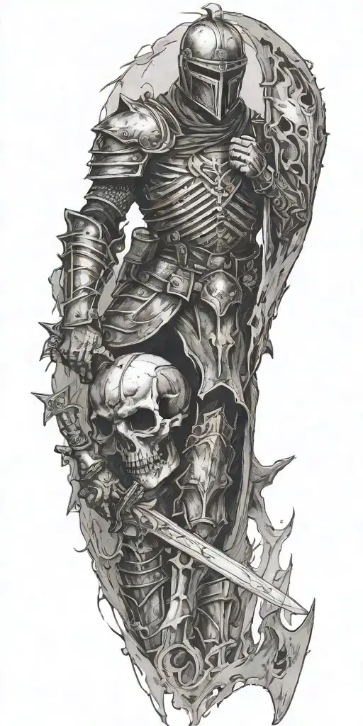 Knight With A Skull Face Fading Away Creating Dream Like Environment