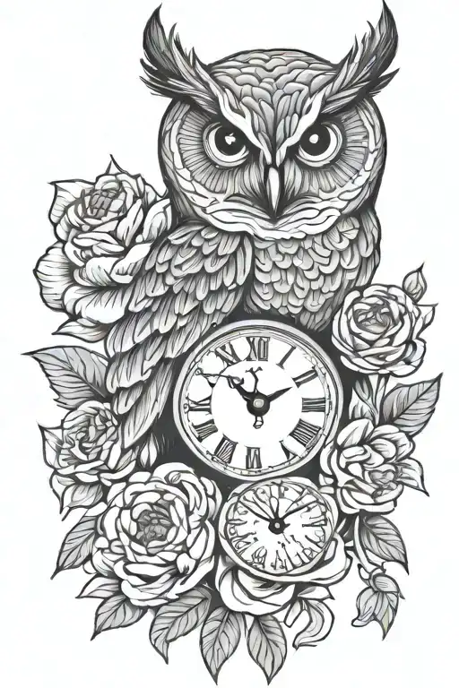 Peony Owl Clock