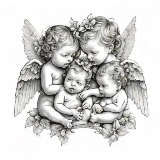 Two Twin Girls Baby Angels And One Boy