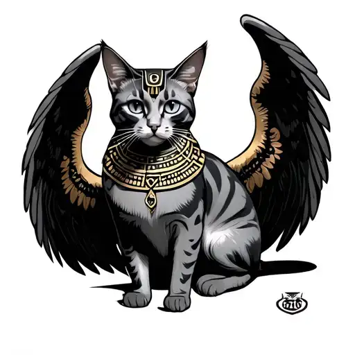 Egypian Cat Sitting Mi Ange Mi Demon Half Angel