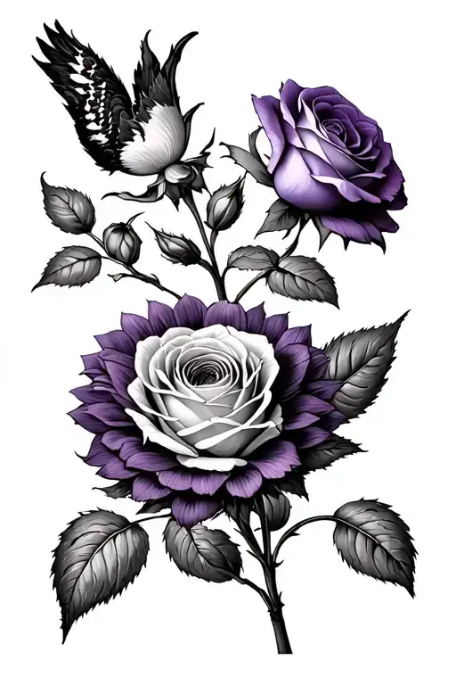 Rose Chrysantheme Concerns Asther Violette And Alouette Pied