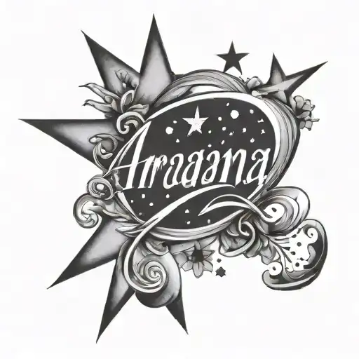 The Word 'Ariana' With Stars Behind It