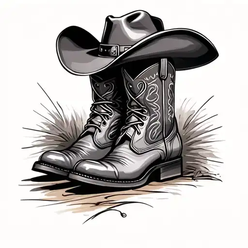 Western Boots And A Hat