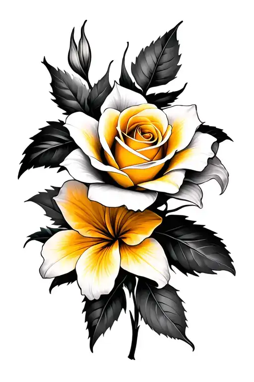 Rose And Yellow Lily Flower