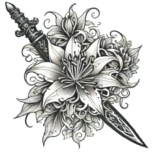 Spider Lily And Ornate Sword